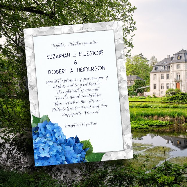 Invitation Carton de mariage à couches encadré avec Hydrangea (Créateur téléchargé)