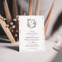 Carton de mariage à monogramme de blason floral fo