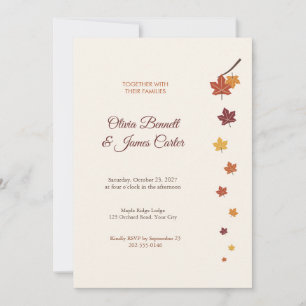 Invitation Carton de mariage Automne Feuilles d'Érable Tomben
