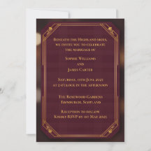 Carton de mariage écossais Burgundy Gold | R