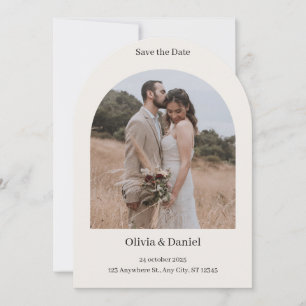 Invitation Carton de mariage élégant minimaliste beige marron