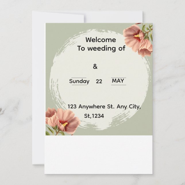 Invitation Carton de mariage floral minimal éditable (Devant)
