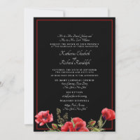 Carton de Mariage Formel Fleurs Rouge & Noir II