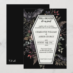Invitation Carton de mariage Halloween en forme de cercueil g