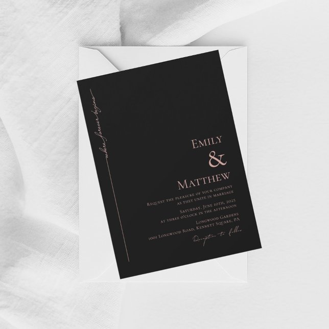 Invitation Carton de Mariage Noir Où l'Éternité Commence (Créateur téléchargé)