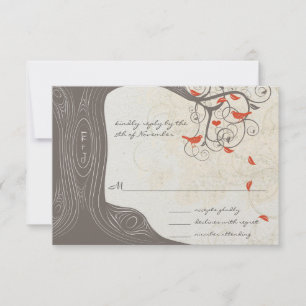 Invitation Carton de mariage Oiseaux Amour Tourbillon Arbre B