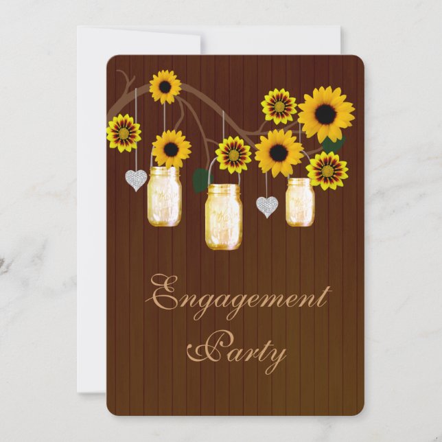 Invitation Carton de mariage Rustic Yellow Mason Jars Invitat (Devant)