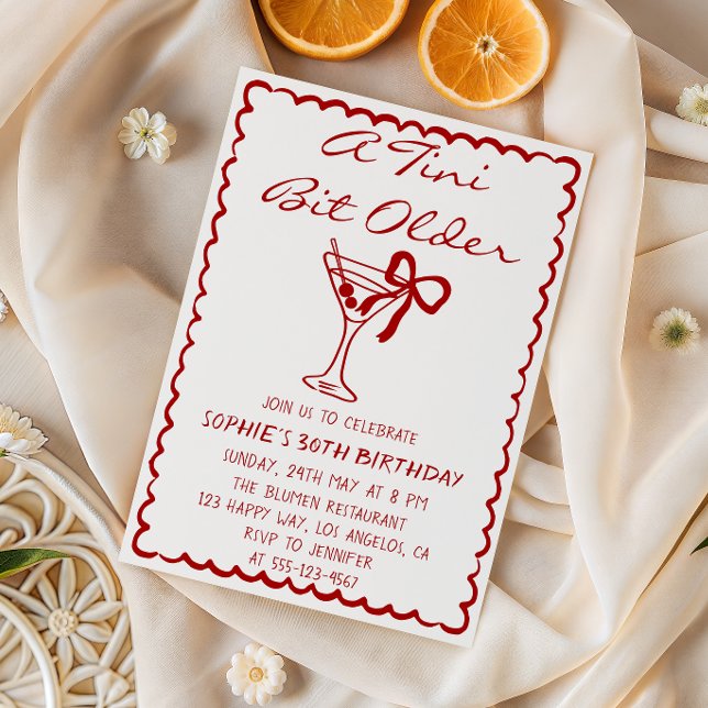Invitation Carton de Martini Un peu plus âgé 30e anniversaire (Créateur téléchargé)