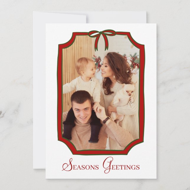 Invitation Carton de Noël avec un nœud de vœux pour les fêtes (Devant)