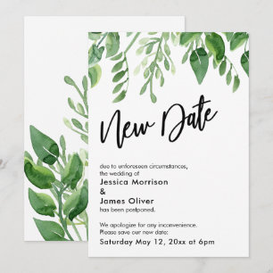 Invitation Carton de nouvelle date de mariage reporté à la vé