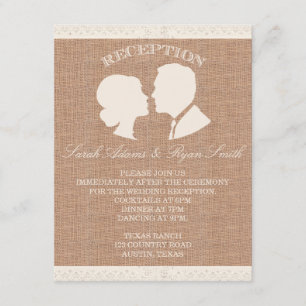 Invitation Carton de réception à motif toile de jute et dente