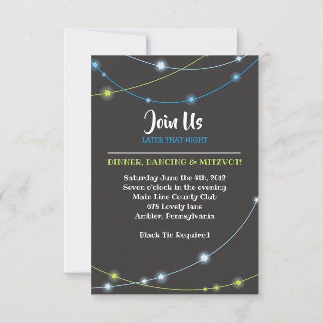 Invitation Carton de réception Bar Mitzvah STRINGS OF STAR (Devant)