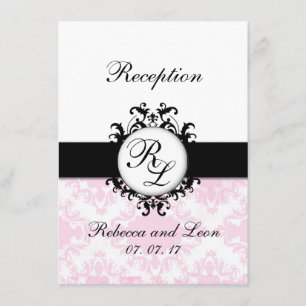 Invitation Carton de réception de mariage à initiales chic ro