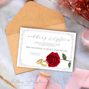 Invitation Carton de réception de mariage Elégantes roses rou