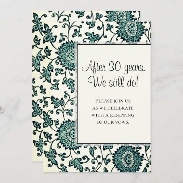 Invitation Carton de renouvellement de vœux à motif floral sa (Devant / Derrière)