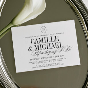 Invitation Carton de Répétition de Mariage Calligraphie Éléga