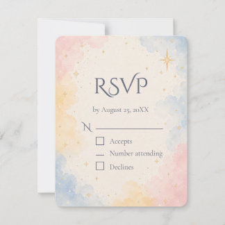 Invitation Carton de réponse de mariage aux étoiles aquarelle