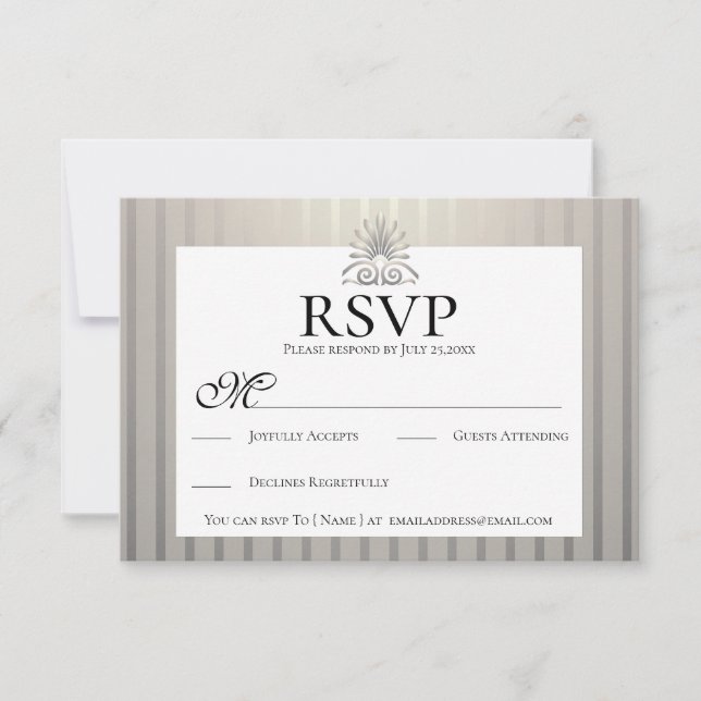 Invitation Carton de réponse de mariage classique champagne b (Devant)