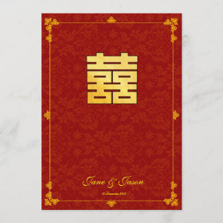 Invitation Carton de réponse de mariage classique or rouge do