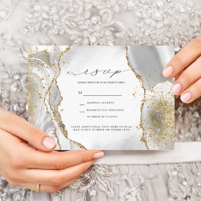 Invitation Carton de réponse de mariage en agate brumeuse bla (Créateur téléchargé)