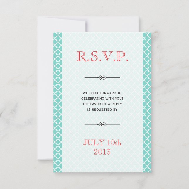 Invitation Carton de réponse de mariage esperluette carreau m (Devant)