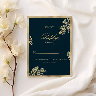 Invitation Carton de réponse de mariage floral à feuilles pai