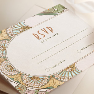 Invitation Carton de réponse de mariage inséré Art Nouveau vi