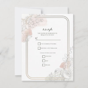 Invitation Carton de réponse Fleur de sauge et florale rose