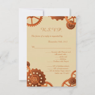 Invitation Carton de réponse mariage engrenages Steampunk 3.5