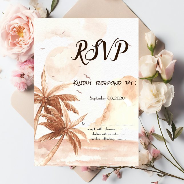 Invitation Carton de réponse pour les Palmiers Tropicaux Rust (Créateur téléchargé)