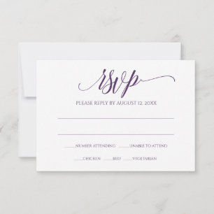 Invitation Carton de réponse RSVP Calligraphie Luxe (Prune)