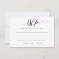 Carton de réponse RSVP | Calligraphie Luxe (Prune)