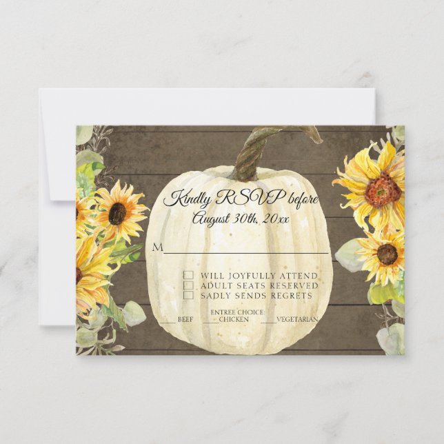 Invitation Carton de RSVP Fleur de Tournesol Rustique Pompes  (Devant)