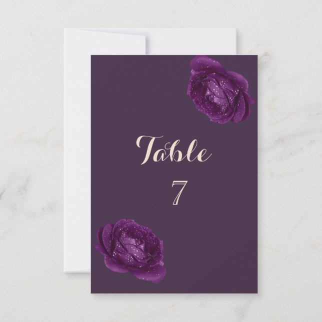 Invitation Carton de table Élégant Chic Roses Violettes (Dos)