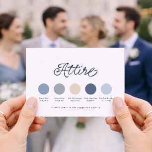 Invitation Carton de tenue de mariage bleu poussiéreux