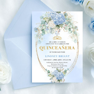 Invitation Carton d'invitation 15 ans Luxe Hydrangeas Bleus O