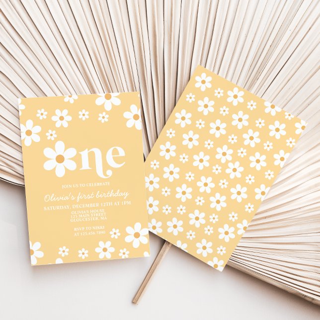 Invitation Carton d'invitation 1er anniversaire Fleur de Dais (Créateur téléchargé)