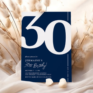 Invitation Carton d'invitation 30 ans anniversaire bleu marin