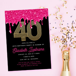 Invitation Carton d'invitation 40 ans avec effet de goutte de