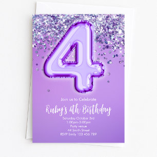 Invitation Carton d'invitation 4ème anniversaire Paillettes V