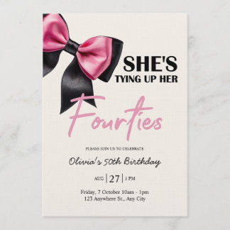Invitation Carton d'invitation 50 ans chic noir et rose