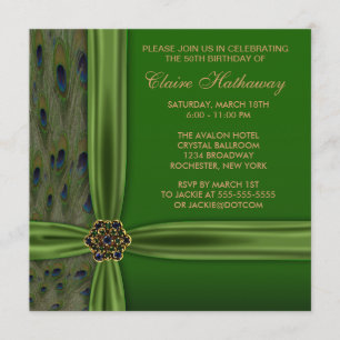 Invitation Carton d'invitation 50e anniversaire Paon Or Emera