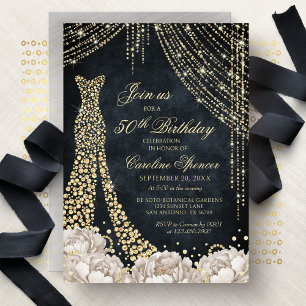 Invitation Carton d'invitation 50ème anniversaire femme robe