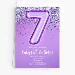 Invitation Carton d'invitation 7ème anniversaire Paillettes V