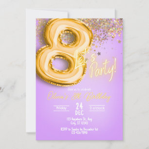 Invitation Carton d'invitation 8ème anniversaire Paillettes V