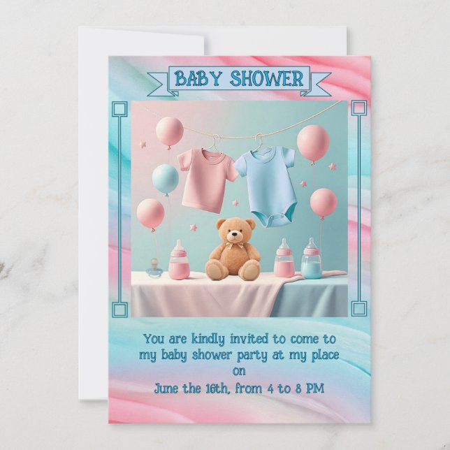 INVITATION " CARTON D'INVITATION À BABY SHOWER " (Devant)