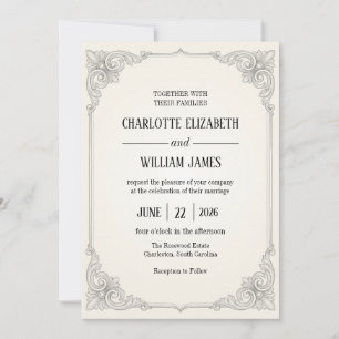 Invitation Carton d'invitation à cadre en filigrane de graphi