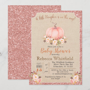 Invitation Carton d'invitation à la baby shower avec paillett