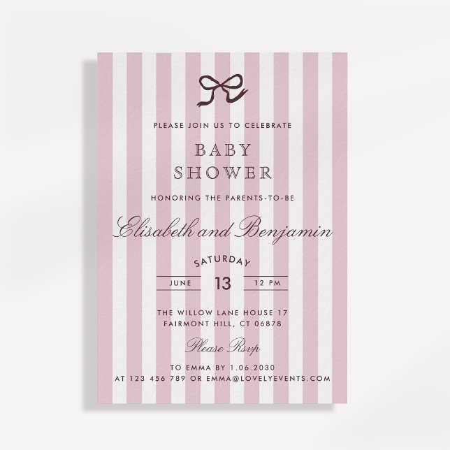 Invitation Carton d'invitation à la Baby Shower avec un nœud  (Créateur téléchargé)