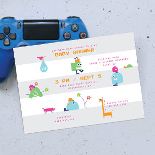 Invitation Carton d'invitation à la baby shower Baby Bots à r